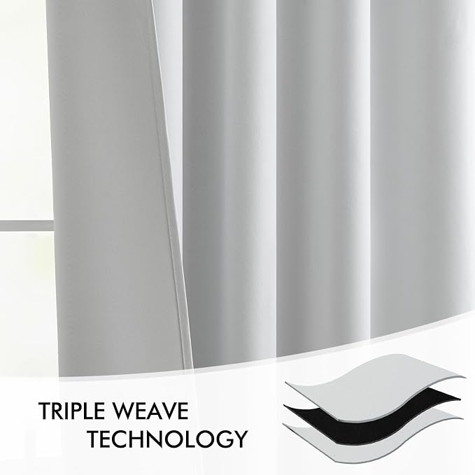 MIULEE Greyish White Back Tab Blackout Curtains 52x84 Inch Length 2 Panels | - Image 7