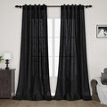 Nanspring Black Boho Curtains for Bedroom Back Tab Rod Pocket Semi Sheer Linen by Nanspring