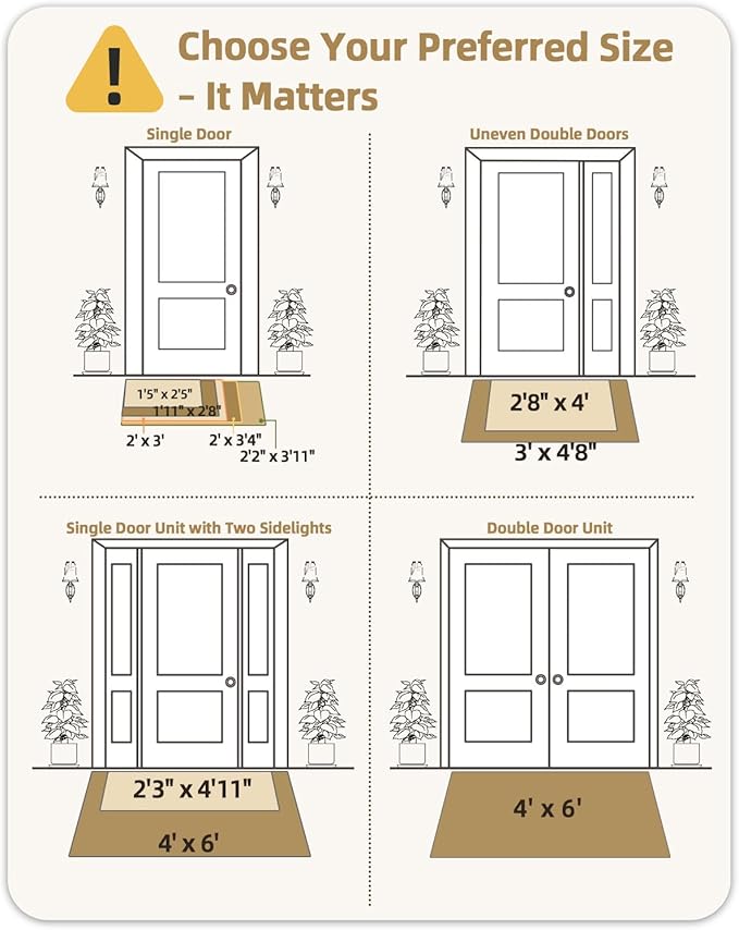 Color&Geometry Front Door Mat Indoor 26"x47", Ultra Non Slip Rubber Backed Dirt Trapper, Low Profile Thin washable, Easy Clean Entry Entryway Rug Door Mat Indoor Entrance, Khaki (Rolled-up NO Creases)