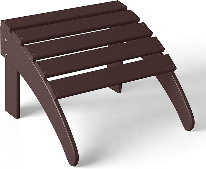 WestinTrends Outdoor Ottoman, Patio Adirondack Ottoman Foot Rest, All Weather Poly Lumber Folding Foot Stool for Adirondack Chair, Widely Used for Outside Porch Pool Lawn Backyard, Dark Brown