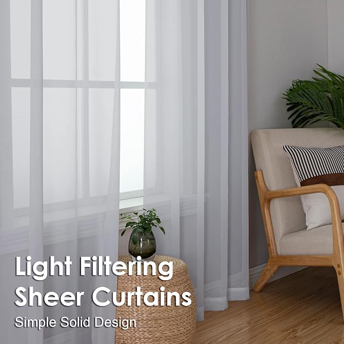 Light Grey Sheer Curtains 96 Inches Long 2 Panels - Image 6