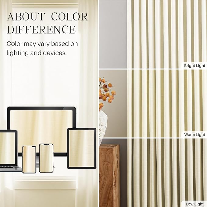 AUSSPVOCT Pinch Pleated 95 Inch Linen Curtains 100% Blackout - Image 8