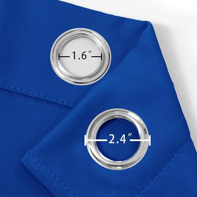 Blackout Curtains 66 x 54 Inch Long Royal Blue Curtains Set of 2 Panels Room - Image 5