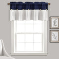 Lush Decor Linen Button Farmhouse Valance Curtians 52"W x 18"L Navy & White by LushDecor