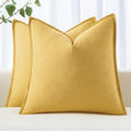 MIULEE Decorative Linen Euro Sham Pillow Covers 24x24 Yellow | Boho Farmhouse​ by MIULEE
