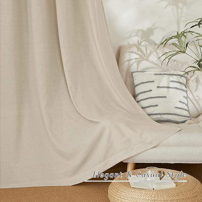 NICETOWN Thick Linen Blend Curtains Flax Textured - Image 3