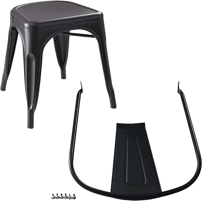 Amazon Basics Metal Dining Chairs, Matte Black, 1 Count (Pack of 4)