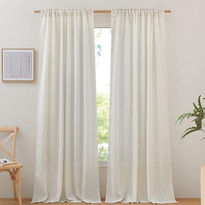 NICETOWN Extra Long Semi Sheer Linen Curtains - Image 2