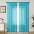 Gwine Turquoise Sheer Curtains 84 Inches Long 2 Panels Set by Gwine