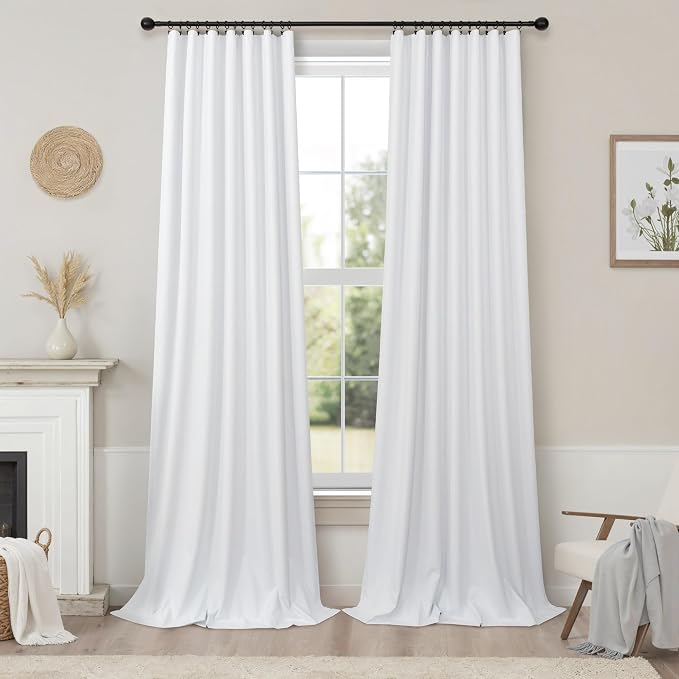White Blackout Curtains 96 Inches Long 2 Panel Burg - Image 8