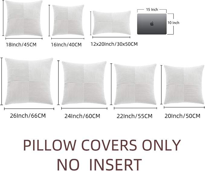 Fancy Homi 2 Packs Pure White Decorative Throw Pillow Covers 18x18 Inch - Image 7