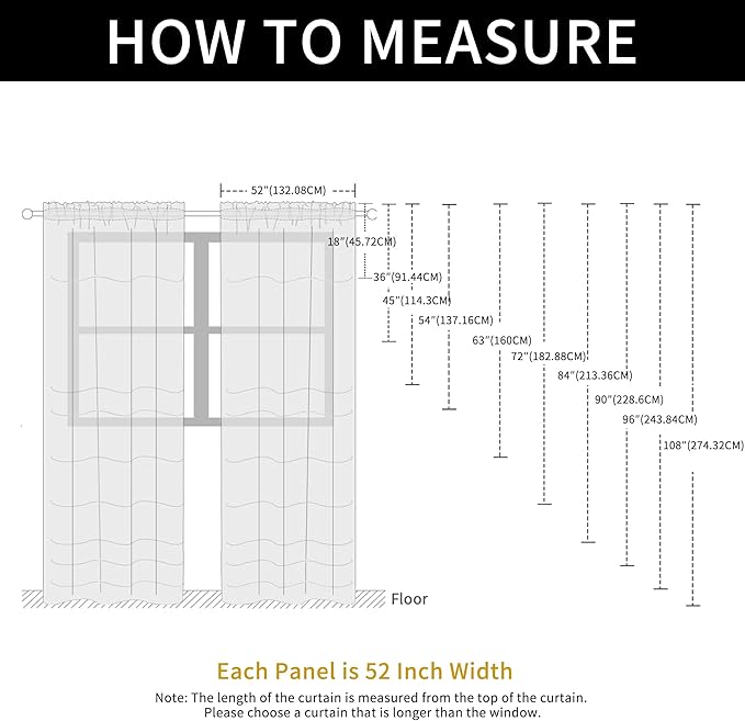 SpaceDresser Check Sheer Curtains 63 Inches Long - Image 6