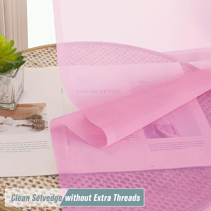 Light Pink Valances for Windows 14 inch Length 2 Panels, Small Voile Sheer - Image 5