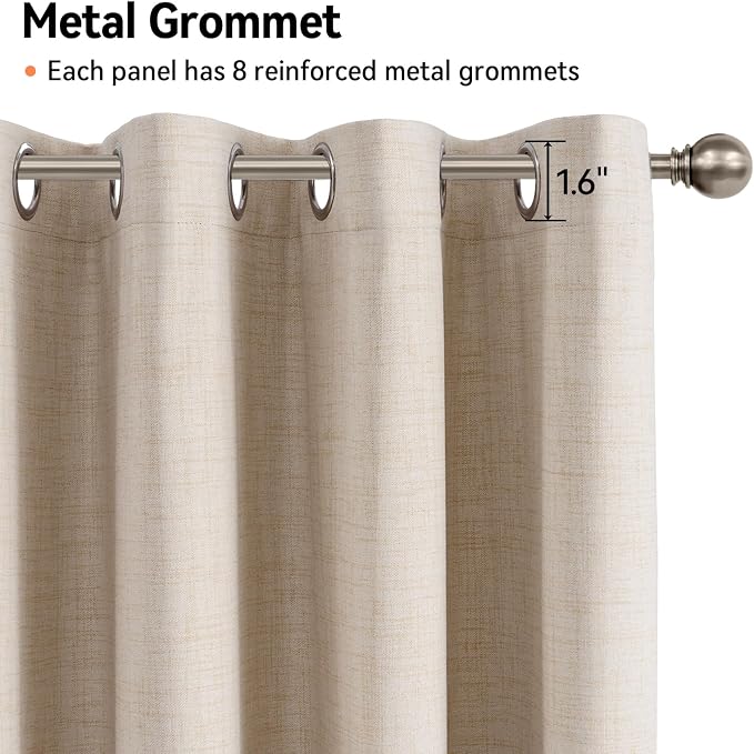 Linen Textured Total Blackout Curtains 84 Inches Long, Oatmeal | 100% Blackout - Image 6