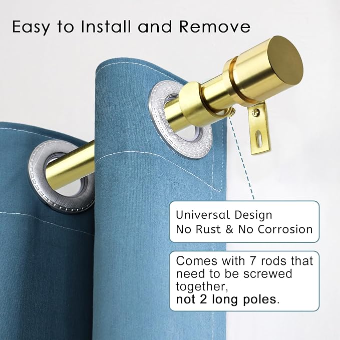 Byondeth Curtain Rods for Windows 16 to 120 Inches Adjustable Length 1 Inch - Image 2