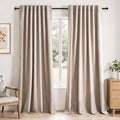 102 inch long Linen blackout curtains by Topfinel