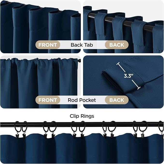 Joydeco Blackout Curtains 84 Inch Length 2 Panels Set, Room Darkening Drapes - Image 3