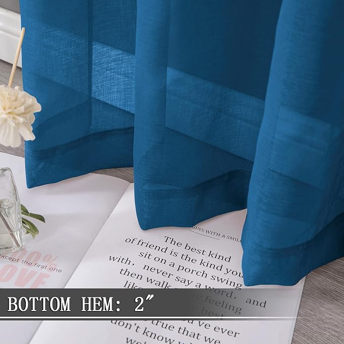 Tollpiz Short Sheer Curtain Linen Textured Bedroom Curtains Sheer Light - Image 4