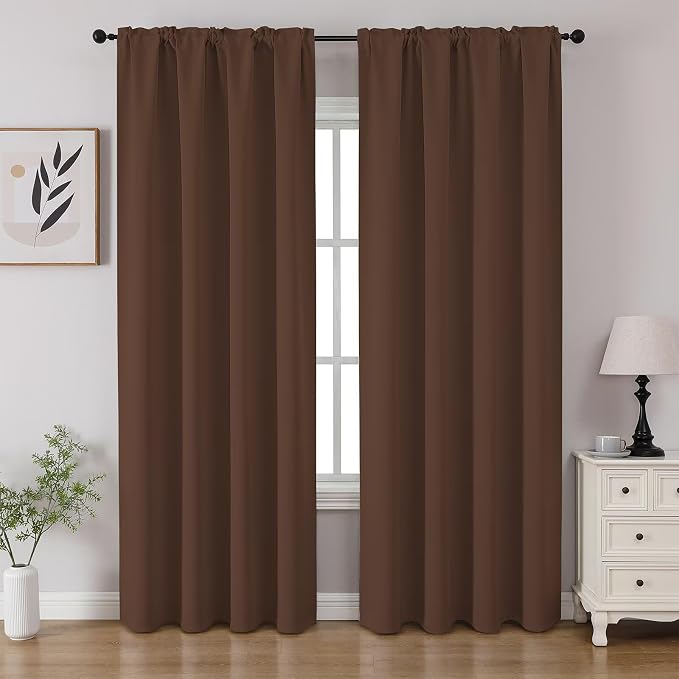 CUCRAF Brown Blackout Curtains 108 inch Length 2 Panels Set, Rod Pocket Room by CUCRAF