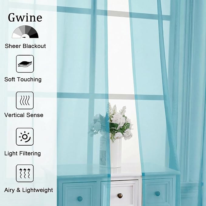 Gwine Short Kitchen Sheer Curtains 30 Inch Length - Image 4