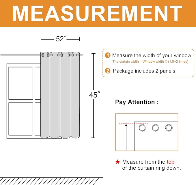 Blackout Curtains for Bedroom, Stone Blue, 52 x 45 Inch, 2 Panels | Thermal - Image 7