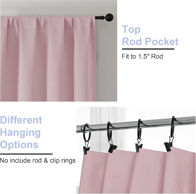 Simplebrand Ava Blush Short Blackout Curtains - Image 3