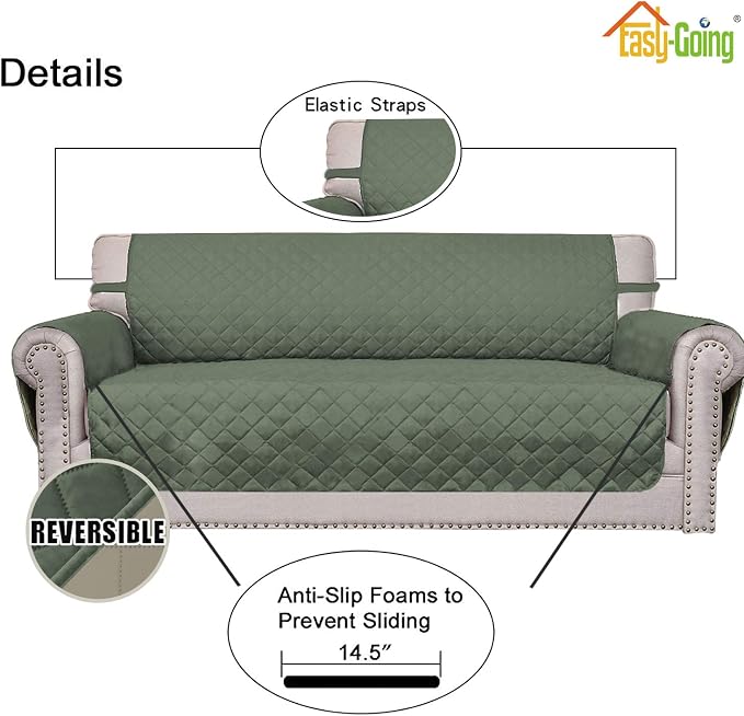 Easy-Going Reversible Couch Cover, 3 Cushion Sofa, Washable Slipcover - Image 3