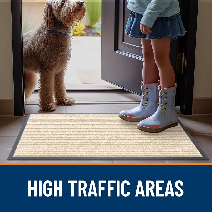OLANLY 2-Pack Front Door Mats 47x32, Waterproof Heavy-Duty Doormats | Beige - Image 7
