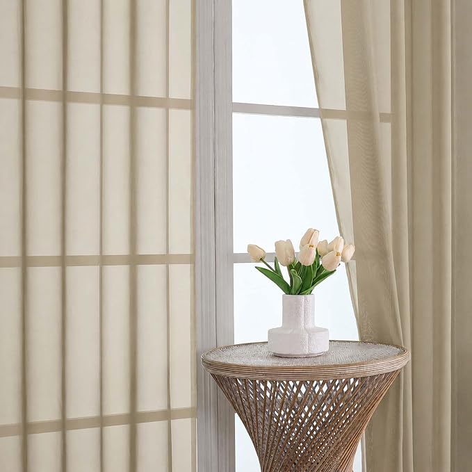 Taupe Bedroom Curtains 2 Panel Sets 90 Inch Length, 59 Inch Extra Wide Light - Image 3
