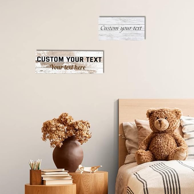 LZIMU Personalized Quotes Sign Wall Decor Custom Canvas Sign with Your Text Customized Gift for Rustic Kitchen Farmhouse Decor Framed (8"x32")