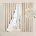 Full Blackout Window Curtains for Bedroom, 54 Inches Thermal Farmhouse Curtains by LAMIT