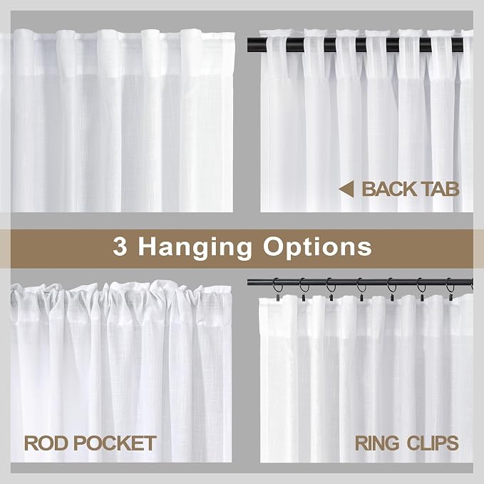 White Linen Curtains 38 Inch Wide - Image 4