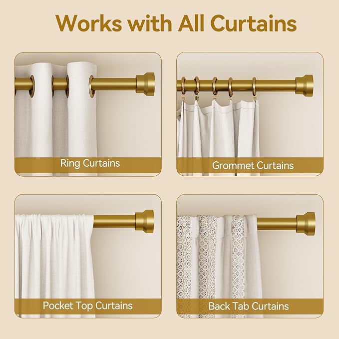YaFex Curtain Rods 2 Pack 32-84 Inch, Heavy Duty 1 Inch Curtain Rod, Modern - Image 5