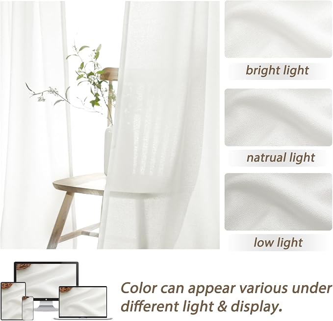 Pinch Pleated Solid White Sheer Curtains 96 Inches Long - Image 7