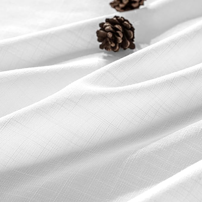 MIULEE White Linen Curtains 2 Panels Window Drapes 37x90 Inches | Curtains - Image 2