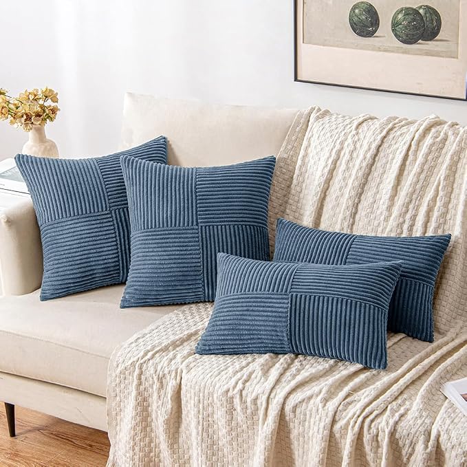 MIULEE Blue Decorative Euro Sham Pillow Covers 24x24 Inch - Image 4