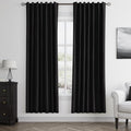 Guken Black 100% Blackout Linen Curtains 72 Inch Length 2 Panels Set by Guken