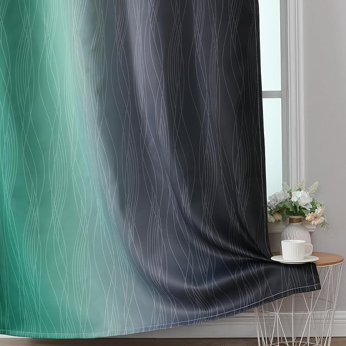 Black and Green Ombre Blackout Curtains 96 Inches Long | Gradient Curtains - Image 6