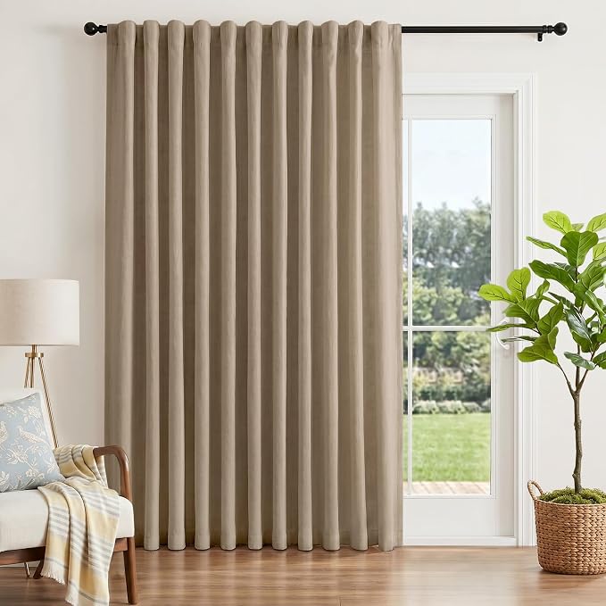 INOVADAY Extra Wide 100% Blackout Linen Curtains 102x90 Burlywood Birch | Linen by INOVADAY