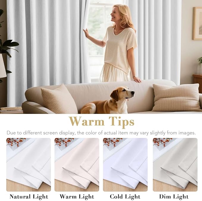 H.VERSAILTEX White Curtains for Bedroom Thermal Insulated Room Darkening Living Room Curtains Grommet Privacy Protection Window Curtain Panels/Drapes for Nursery, 2 Panels, 42x84 Inches, Pure White