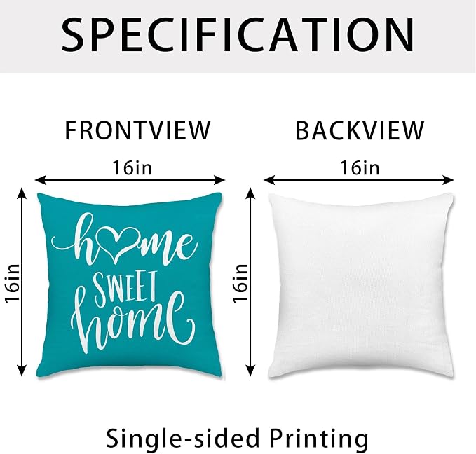 Hexagram Geometric Teal Pillow Covers 16x16 Set of 4, Decorative Outdoor Boho - Image 4