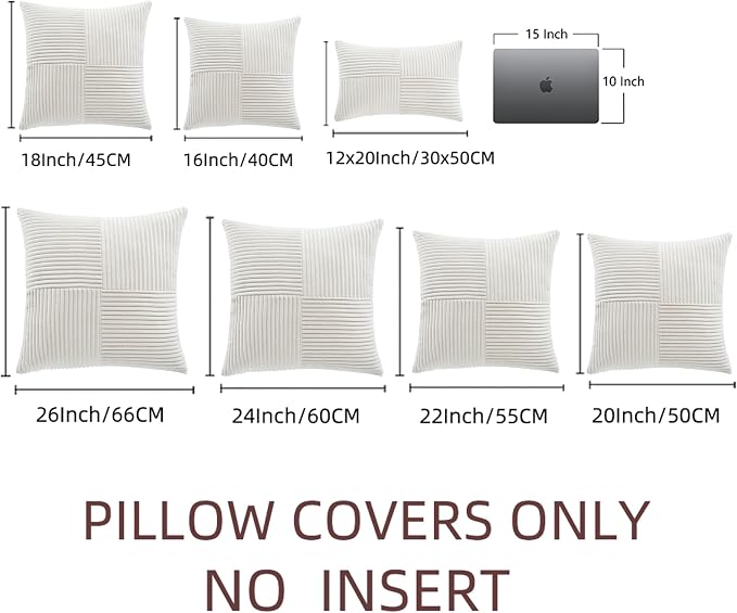 Fancy Homi 2 Packs Cream White Euro Decorative Throw Pillow Covers 26x26 Inch - Image 7
