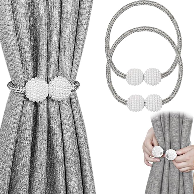 Melaluxe 2 Pack Magnetic Curtain Tiebacks, Decorative Curtain Holdbacks by Melaluxe