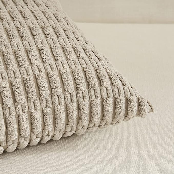 Fancy Homi 4 Packs Taupe Decorative Throw Pillow Covers 26x26 Inch - Image 4