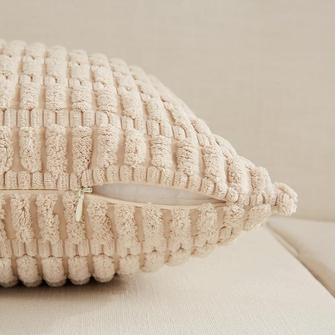 Fancy Homi 4 Packs Tan Decorative Throw Pillow Covers 16x16 Inch - Image 4