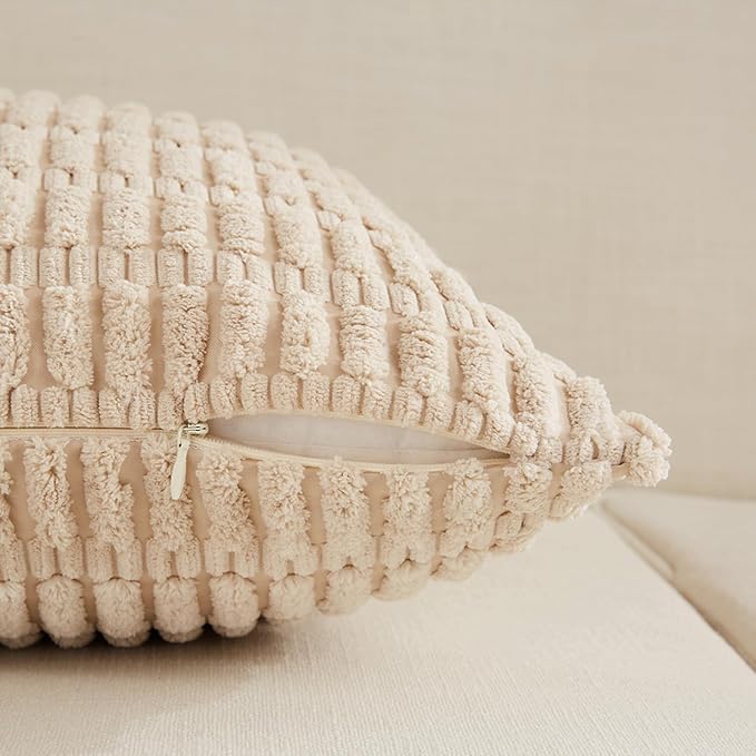 Fancy Homi 4 Packs Tan Decorative Throw Pillow Covers 26x26 Inch - Image 4