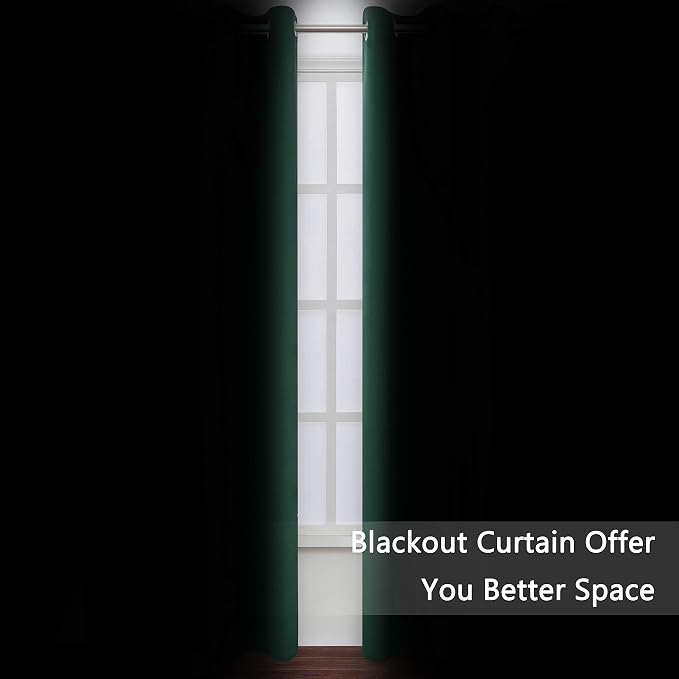 Dark Green Thermal Blackout Curtains/52 x 108 Inch/Set of 2 Panels Room - Image 3
