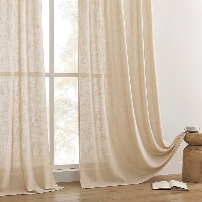 Joydeco Linen Curtains 90 Inch Length 2 Panel Sets, Light Filtering Curtains - Image 8