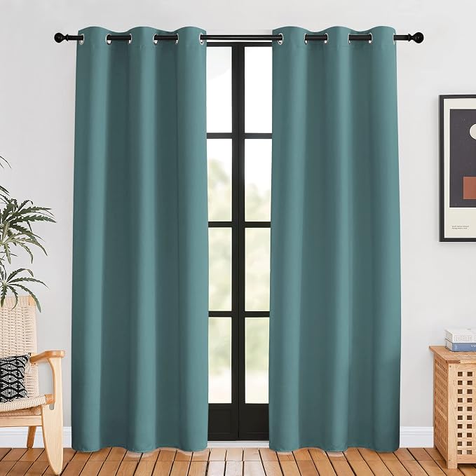 NICETOWN Blackout Window Curtains 80 inch Long, 2 Panels, 34 inch, Sea Teal by NICETOWN