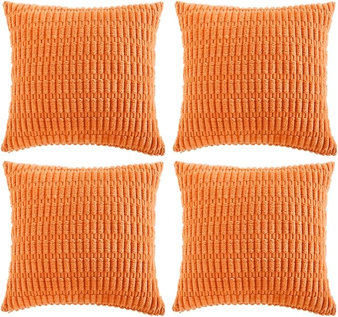 Fancy Homi 4 Packs Orange Fall Decorative Throw Pillow Covers 24x24 Inch by Fancy+Homi